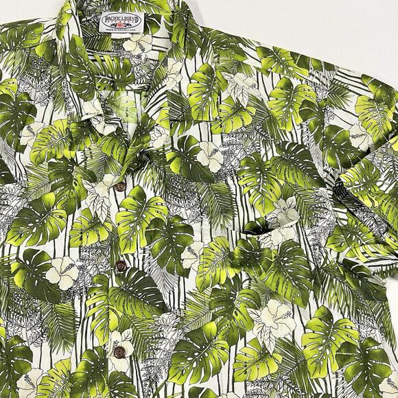 Vintage Pacific Legend Hawaiian Shirt Sz 2XL Palm Leaves Made In Hawaii USA - Picture 4 of 8